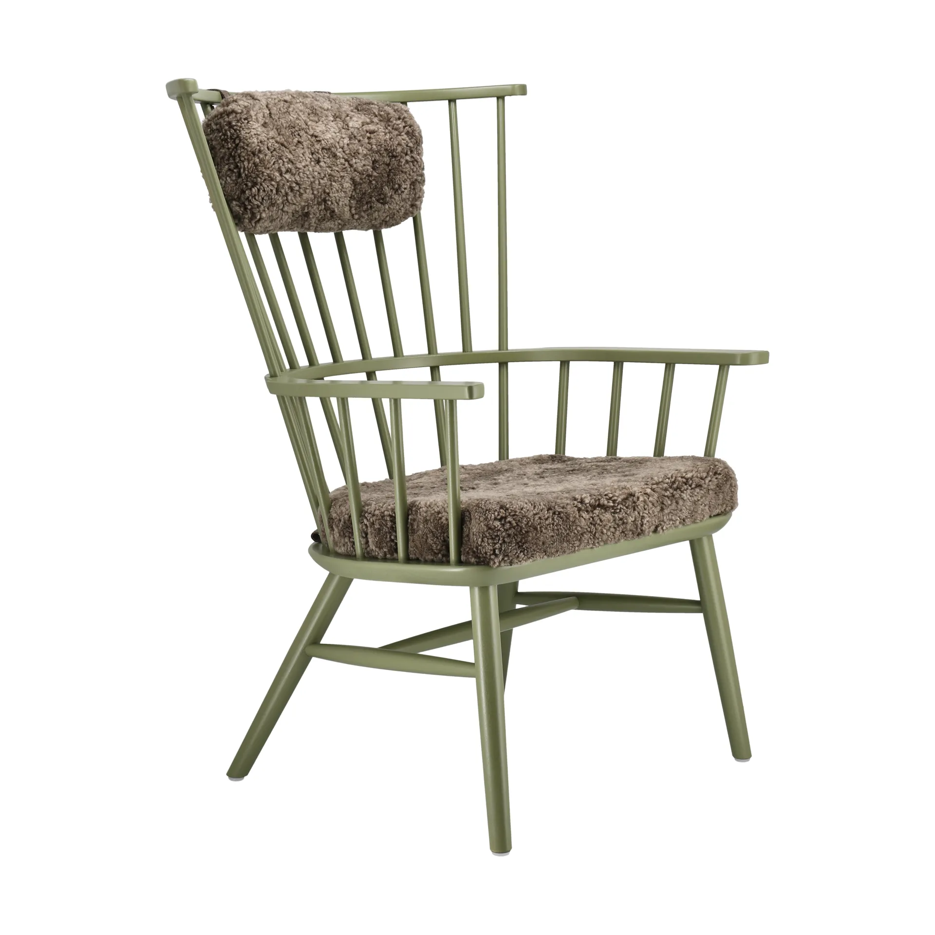 Silla Henriette con cojín de asiento y cervical Verde oliva-Sahara,  Stolab