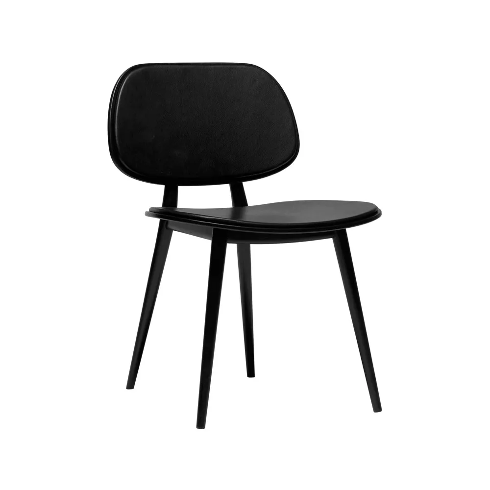 Silla My Chair, Cuero negro, estructura de abedul teñida de negro Stolab