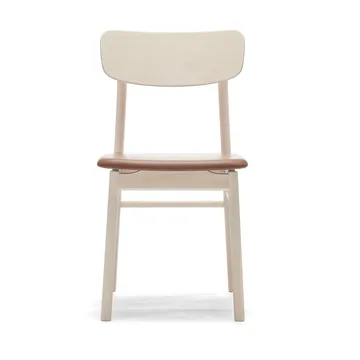 Silla Prima Vista abedul aceitado blanco - Cuero Elmosoft 43807 cognac - Stolab