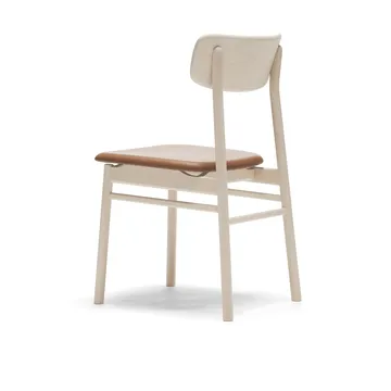 Silla Prima Vista abedul aceitado blanco - Cuero Elmosoft 43807 cognac - Stolab