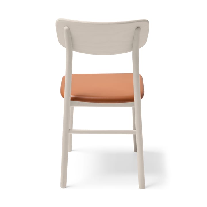 Silla Prima Vista abedul aceitado blanco, Cuero elmotique 43807 cognac Stolab