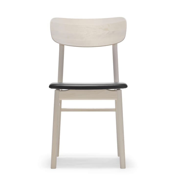 Silla Prima Vista abedul aceitado blanco - Cuero elmotique 99001 negro - Stolab