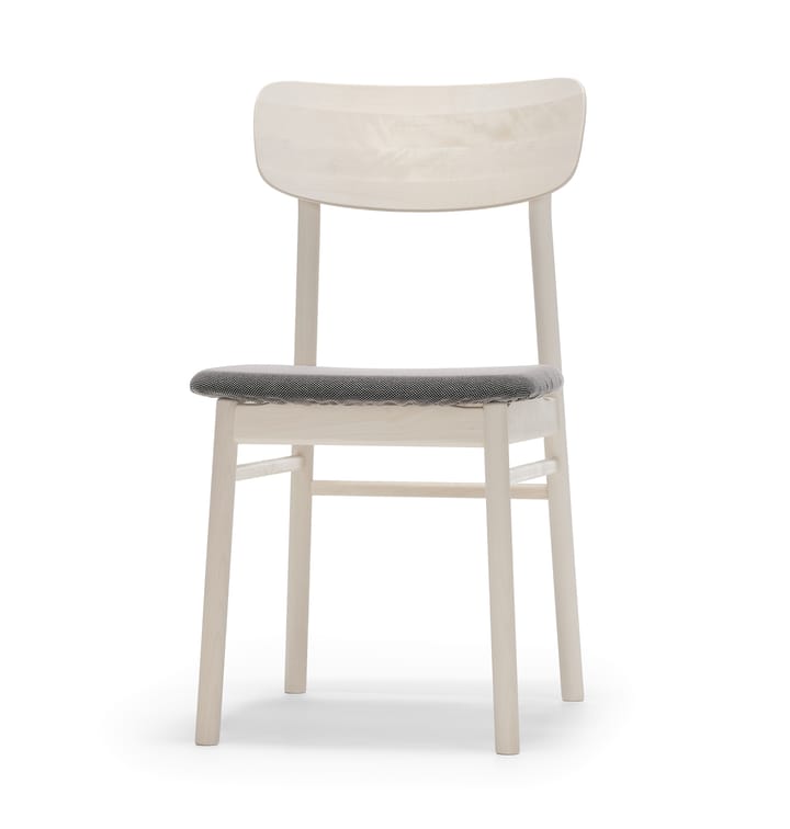 Silla Prima Vista abedul aceitado blanco - Tela blues 9202 marrón-beige - Stolab