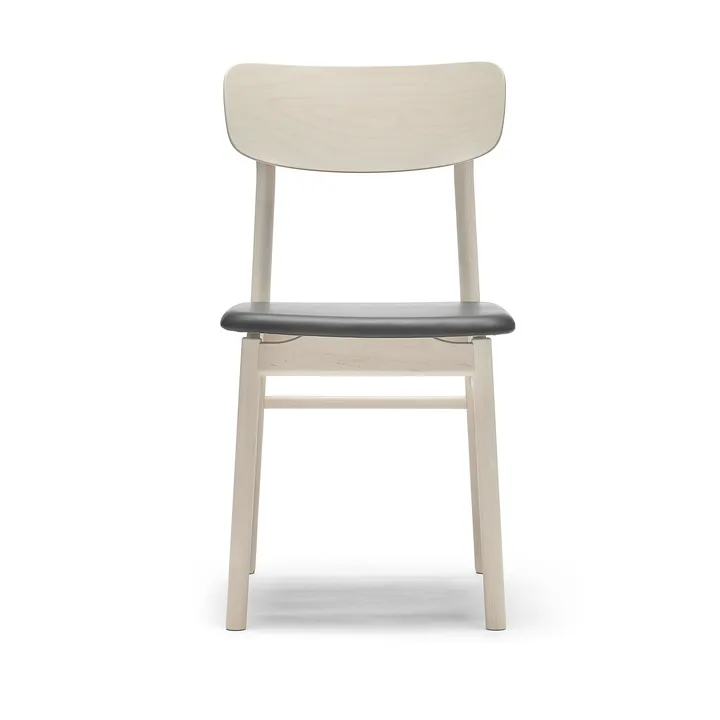 Silla Prima Vista abedul lacado mate claro - Cuero Elmosoft VII 99001 black - Stolab