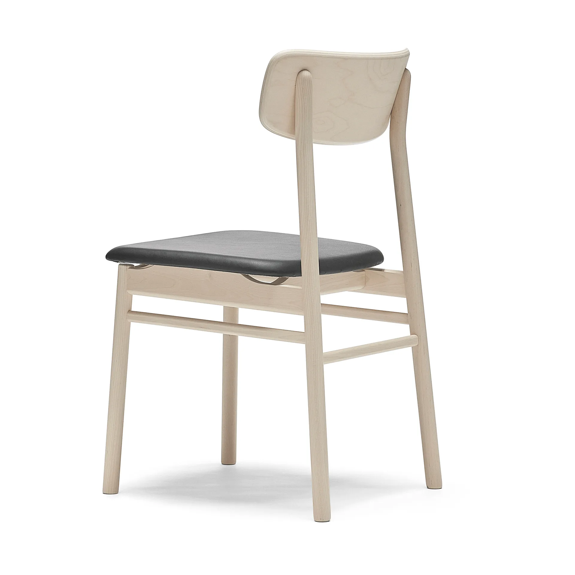 Silla Prima Vista abedul lacado mate claro, Cuero Elmosoft VII 99001 black Stolab