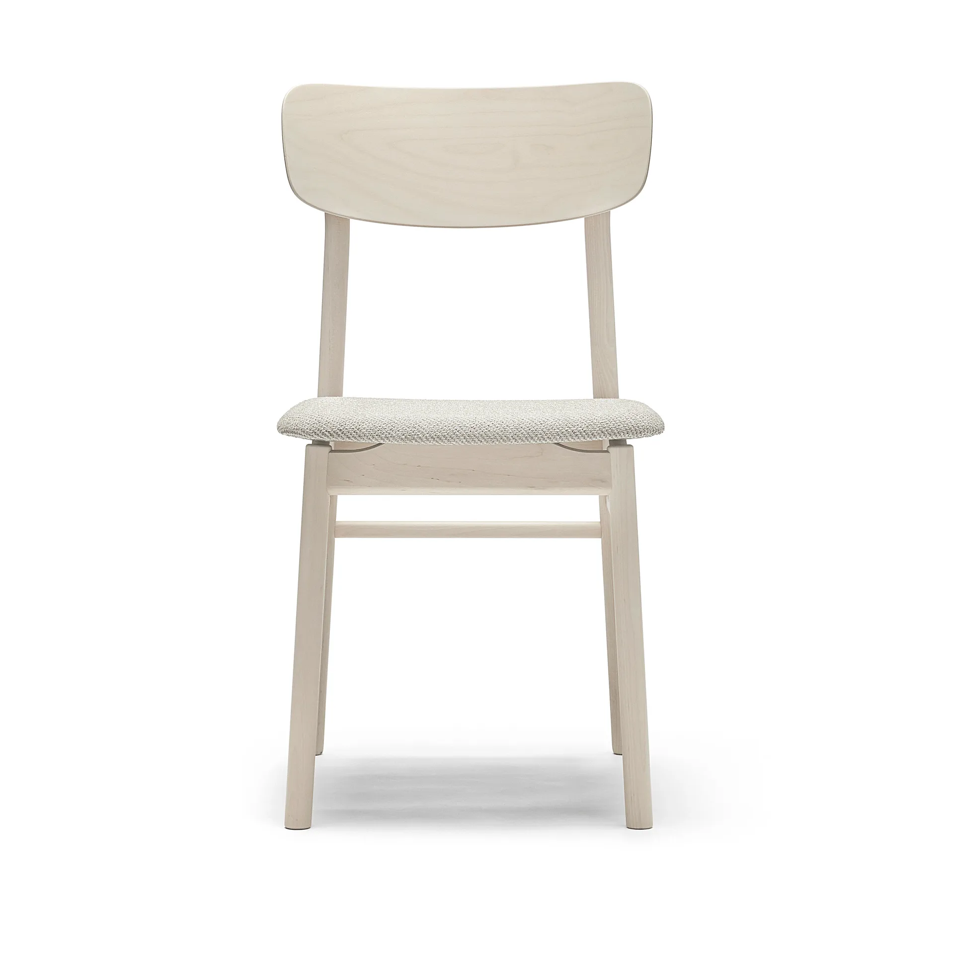 Silla Prima Vista abedul lacado mate claro, Tela Atto Driftwood V3576/01 gris Stolab