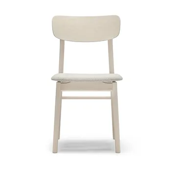Silla Prima Vista abedul lacado mate claro - Tela Atto Driftwood V3576/01 gris - Stolab