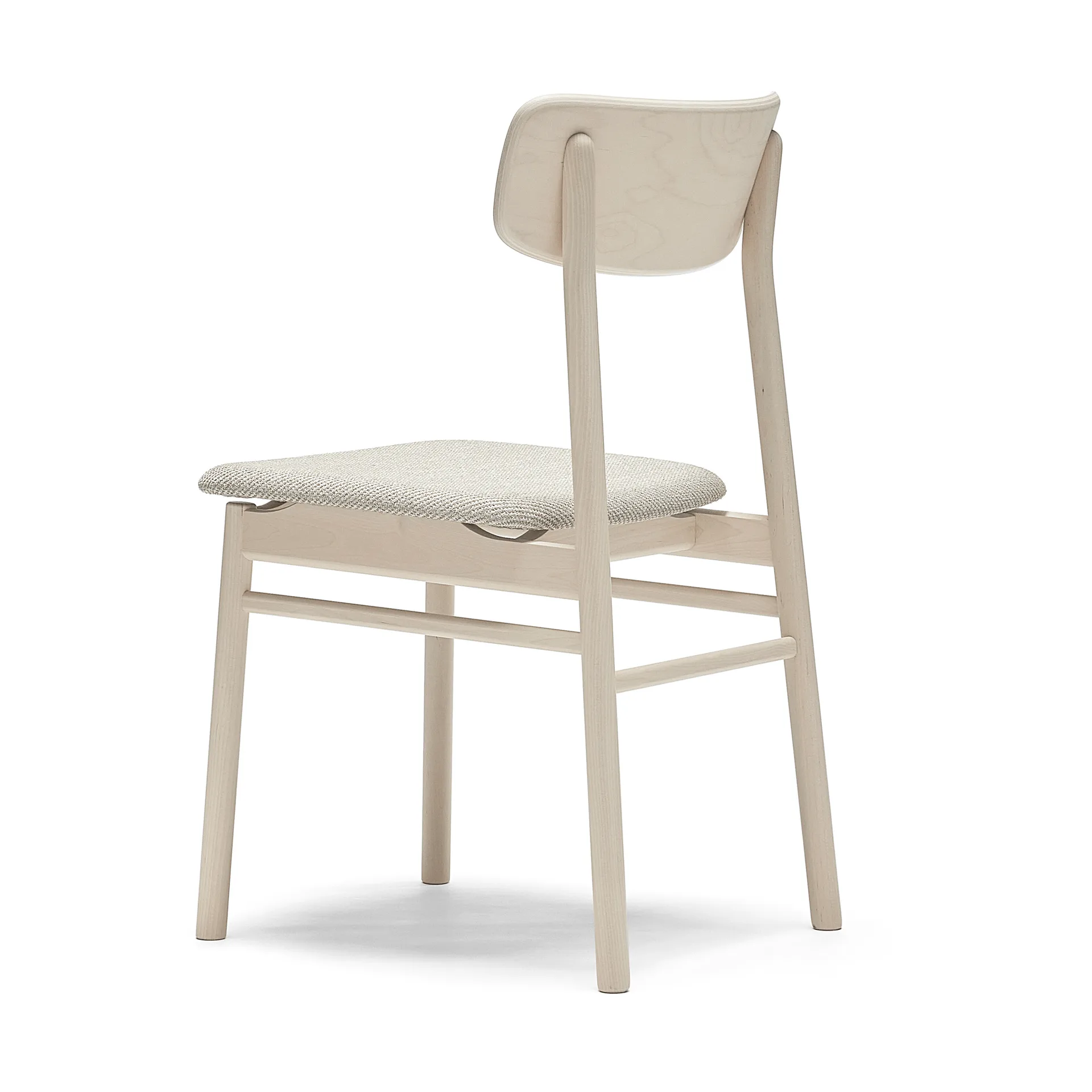Silla Prima Vista abedul lacado mate claro, Tela Atto Driftwood V3576/01 gris Stolab