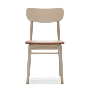 Silla Prima Vista roble aceitado blanco - Cuero Elmosoft 43807 cognac - Stolab
