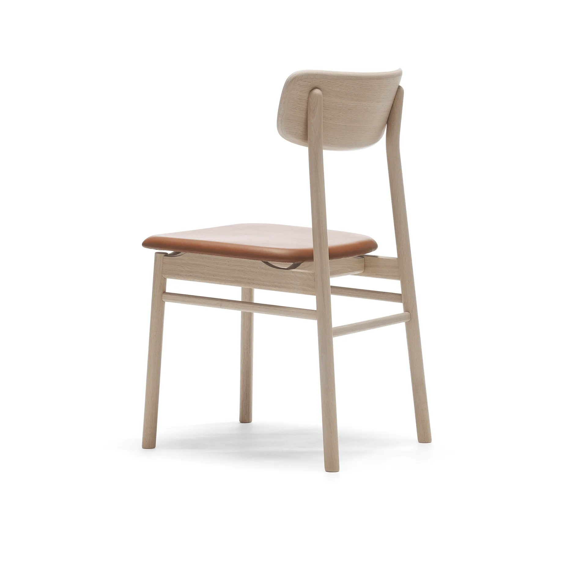 Silla Prima Vista roble aceitado blanco, Cuero Elmosoft 43807 cognac Stolab