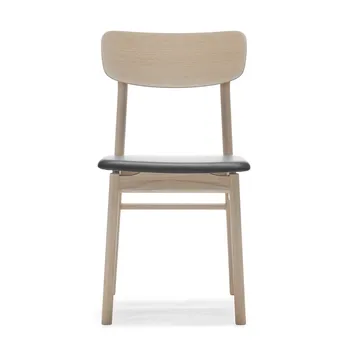 Silla Prima Vista roble aceitado blanco - Cuero Elmosoft 99001 negro - Stolab