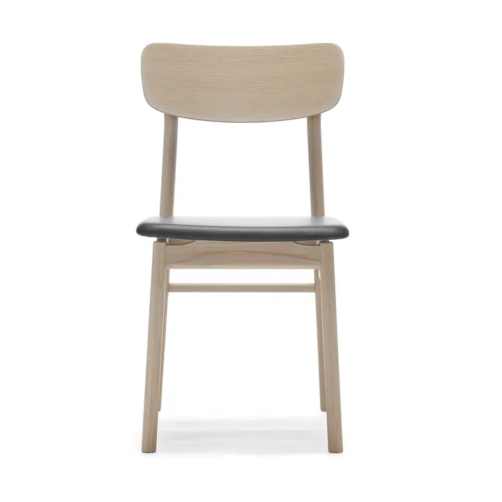 Silla Prima Vista roble aceitado blanco - Cuero Elmosoft 99001 negro - Stolab