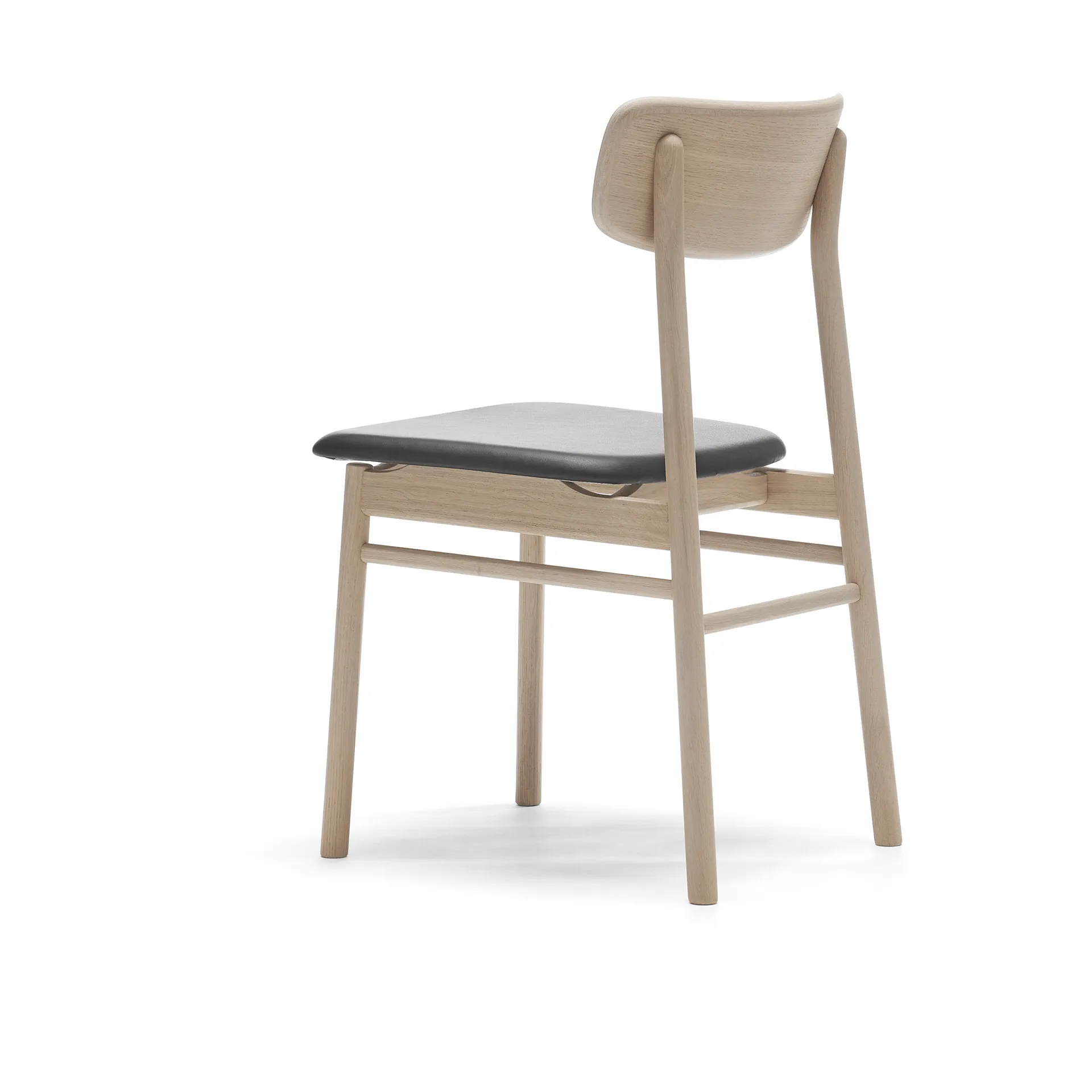 Silla Prima Vista roble aceitado blanco, Cuero Elmosoft 99001 negro Stolab