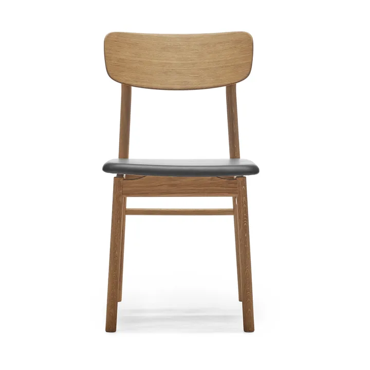 Silla Prima Vista roble aceitado - Cuero Elmosoft 99001 negro - Stolab