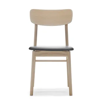 Silla Prima Vista roble barnizado mate claro - Cuero Elmosoft 99001 negro - Stolab