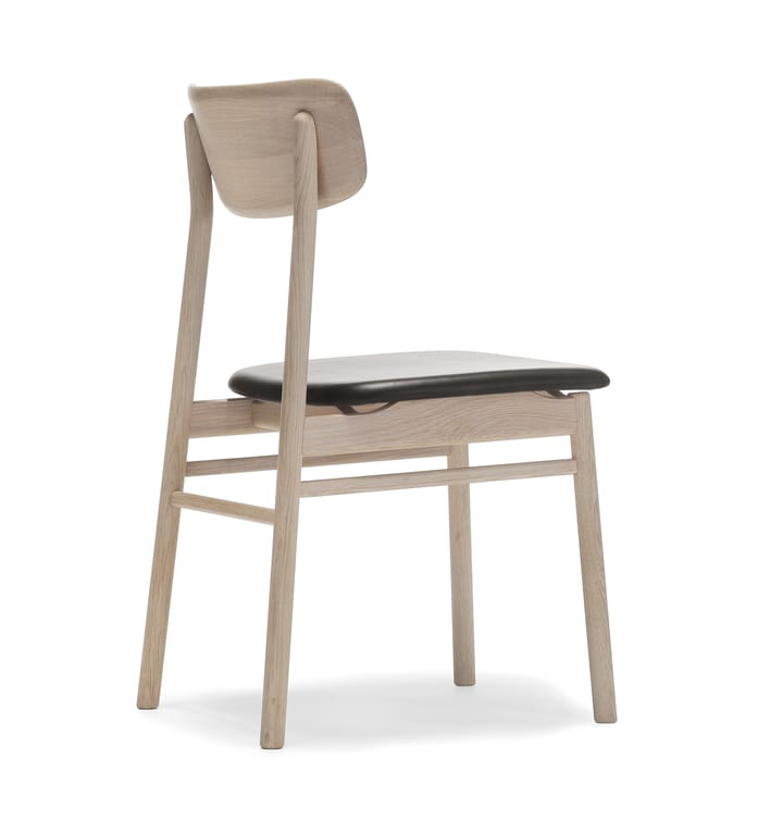 Silla Prima Vista roble barnizado mate claro - Cuero elmotique 99001 negro - Stolab