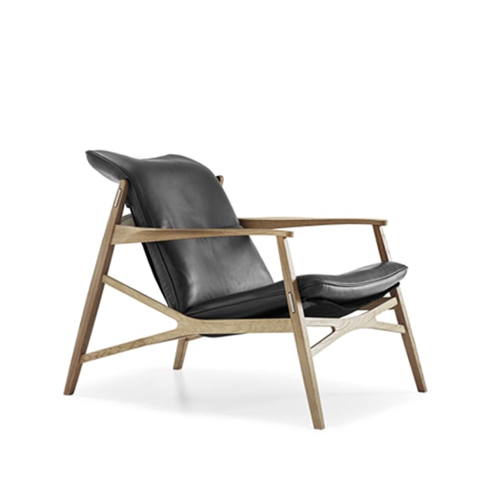 Sillón Link, Cuero tärnsjö marrón oscuro, roble aceitado natural, negro canvas Stolab