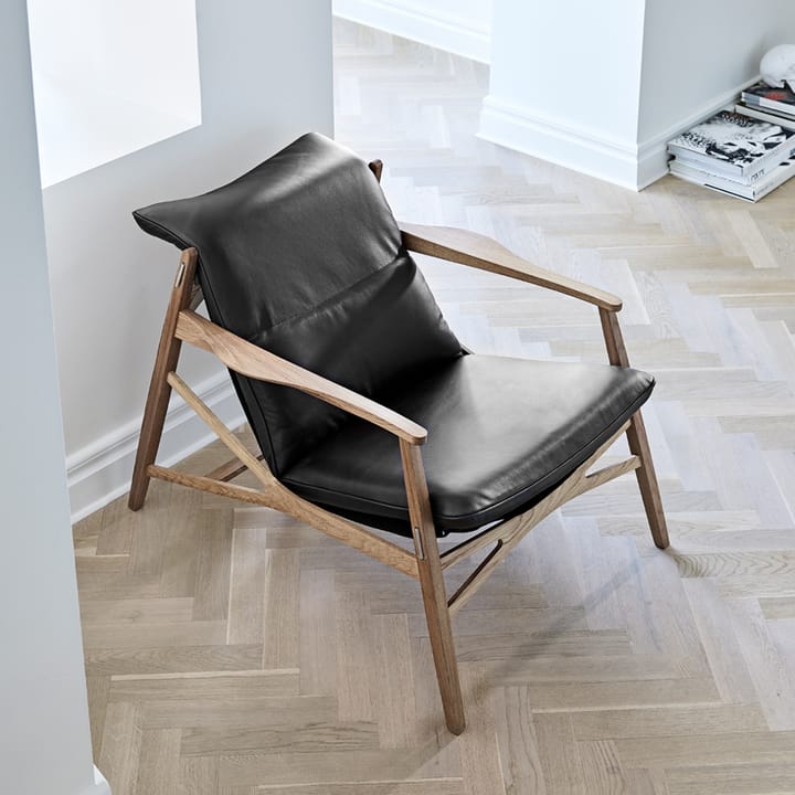 Sillón Link, Cuero tärnsjö marrón oscuro, roble aceitado natural, negro canvas Stolab
