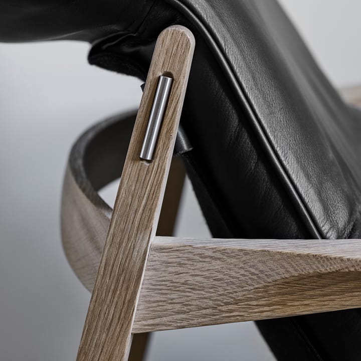 Sillón Link, Cuero tärnsjö marrón oscuro, roble aceitado natural, negro canvas Stolab