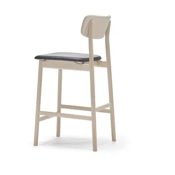 Taburete bar Prima Vista - Cuero Elmosoft negro-estructura de abedul con lacado mate claro, 65 cm - Stolab