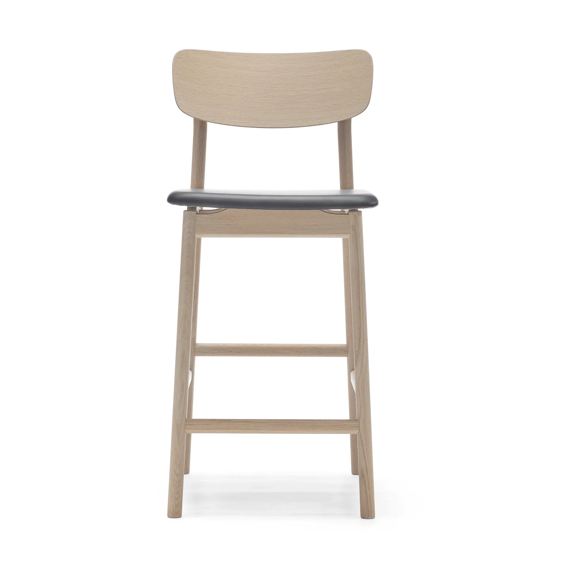Taburete bar Prima Vista, Elmosoft negro-estructura de roble aceitado blanco Stolab