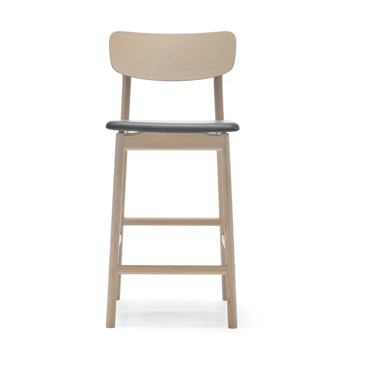 Taburete bar Prima Vista - Elmosoft negro-estructura de roble aceitado blanco - Stolab