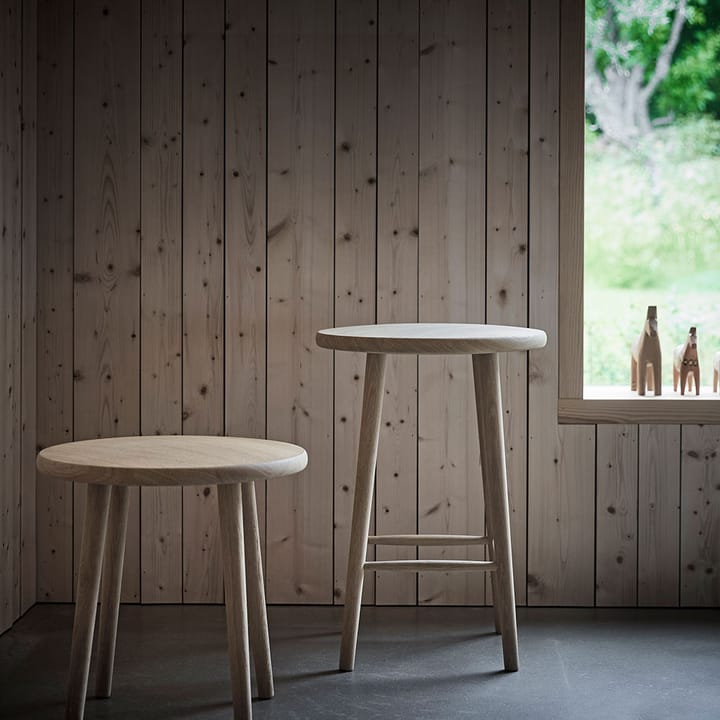 Taburete de bar Miss Button, Roble aceite blanco, alto Stolab