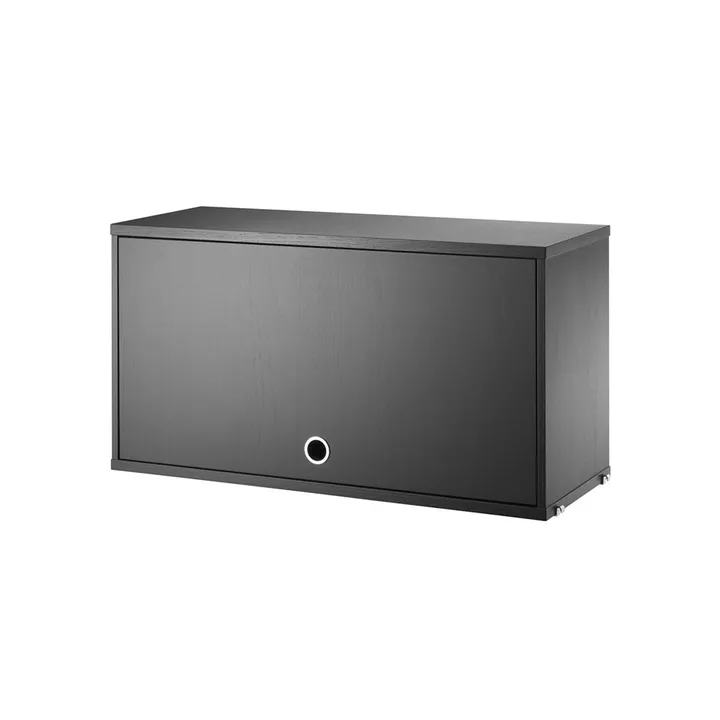 Armario con puerta abatible String - Fresno teñido de negro, 78x30 cm - String