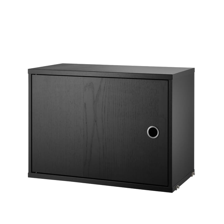 Cabinet con puerta batiente String - Fresno teñido de negro, 58x30 cm - String