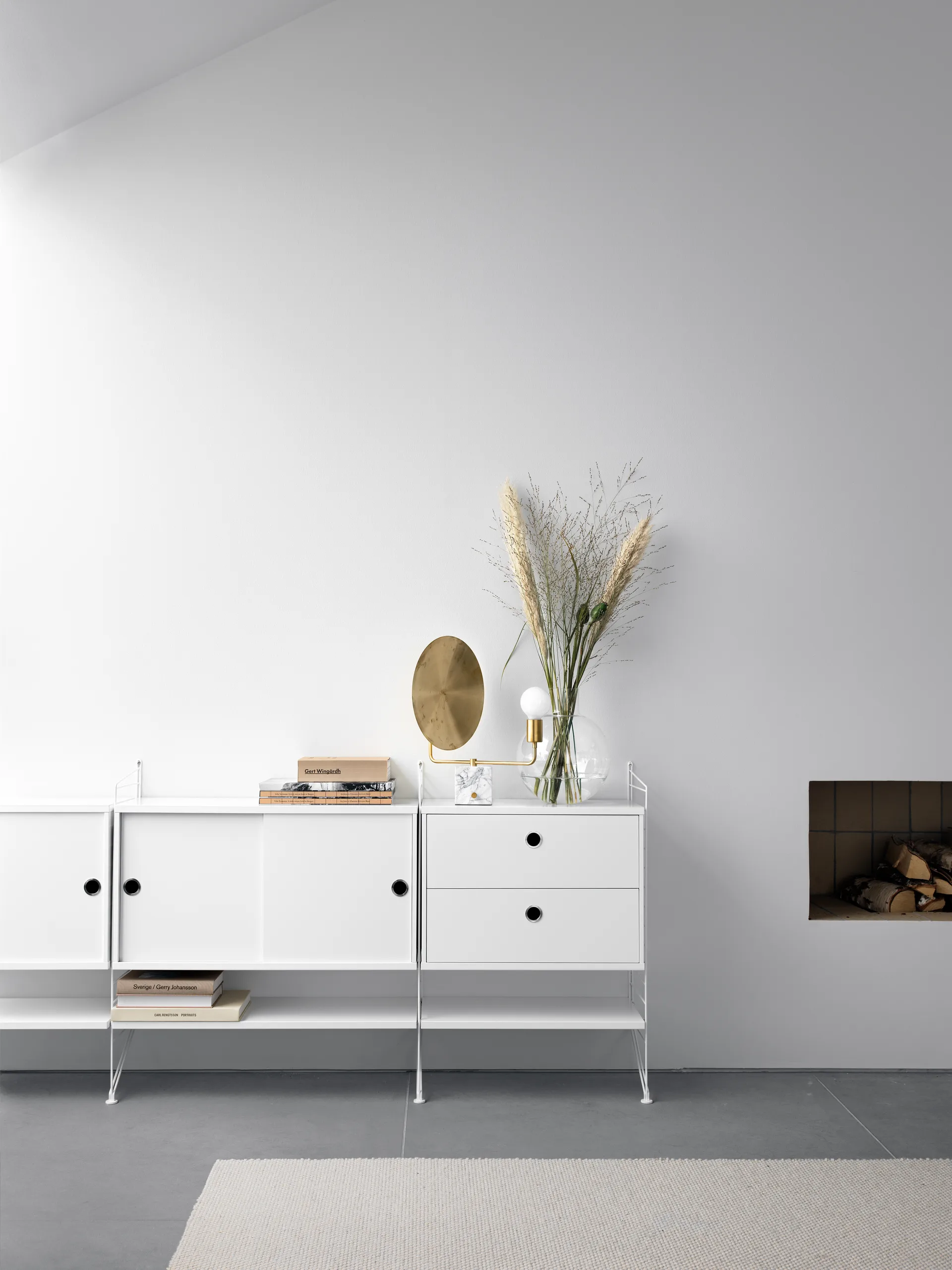 Cabinet con puertas correderas String, Blanco, 78x30 cm String
