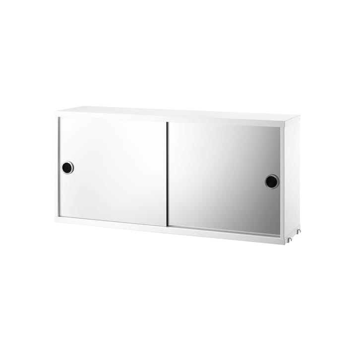 Cabinet con puertas correderas String - Blanco, puertas correderas de espejo, 78x20 cm - String