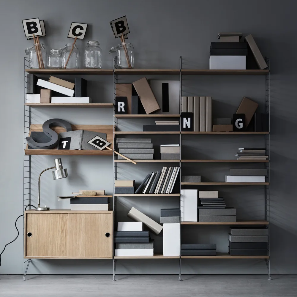 Cabinet con puertas correderas String, Chapa de fresno, 78x20 cm String