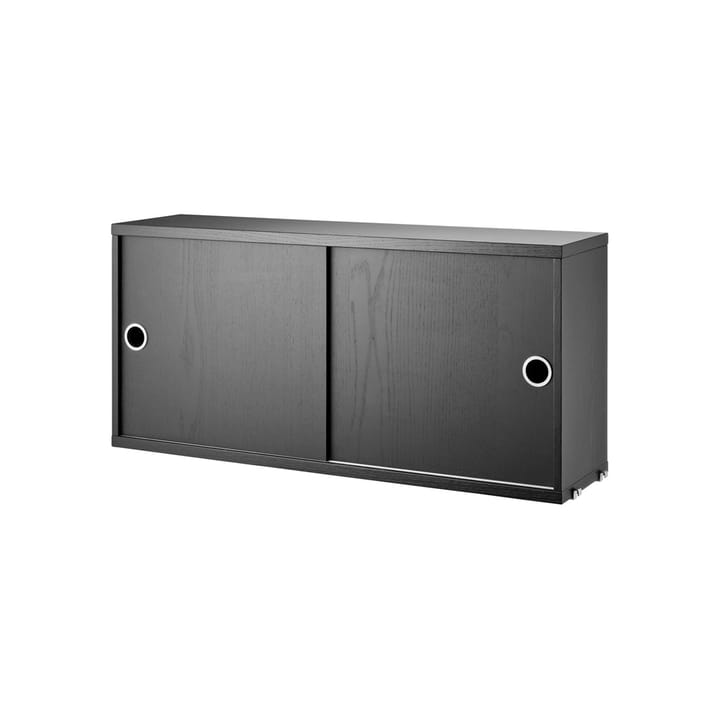 Cabinet con puertas correderas String - Fresno teñido de negro, 78x20 cm - String