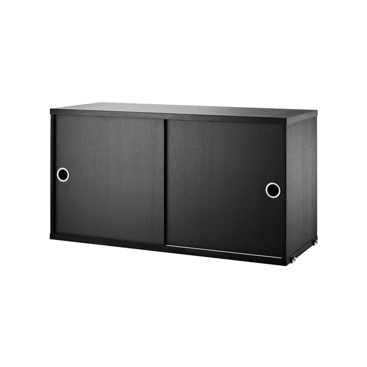 Cabinet con puertas correderas String - Fresno teñido de negro, 78x30 cm - String