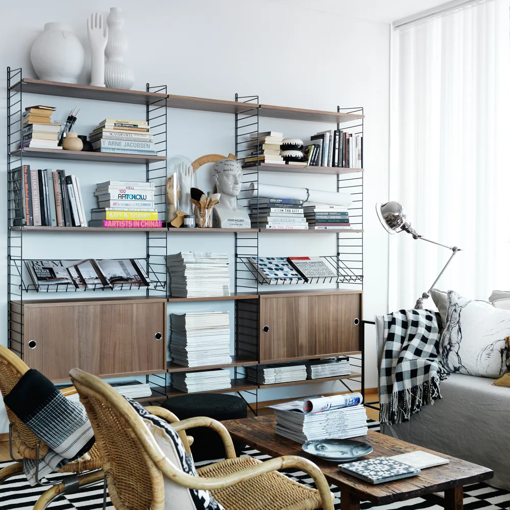 Cabinet con puertas correderas String, Nogal, 78x30 cm String