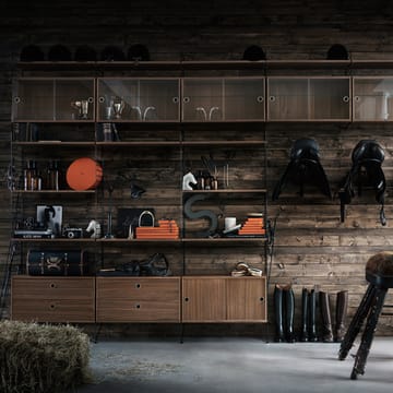 Cabinet vitrina con puertas correderas de cristal String 78 cm - Fresno teñido de negro - String