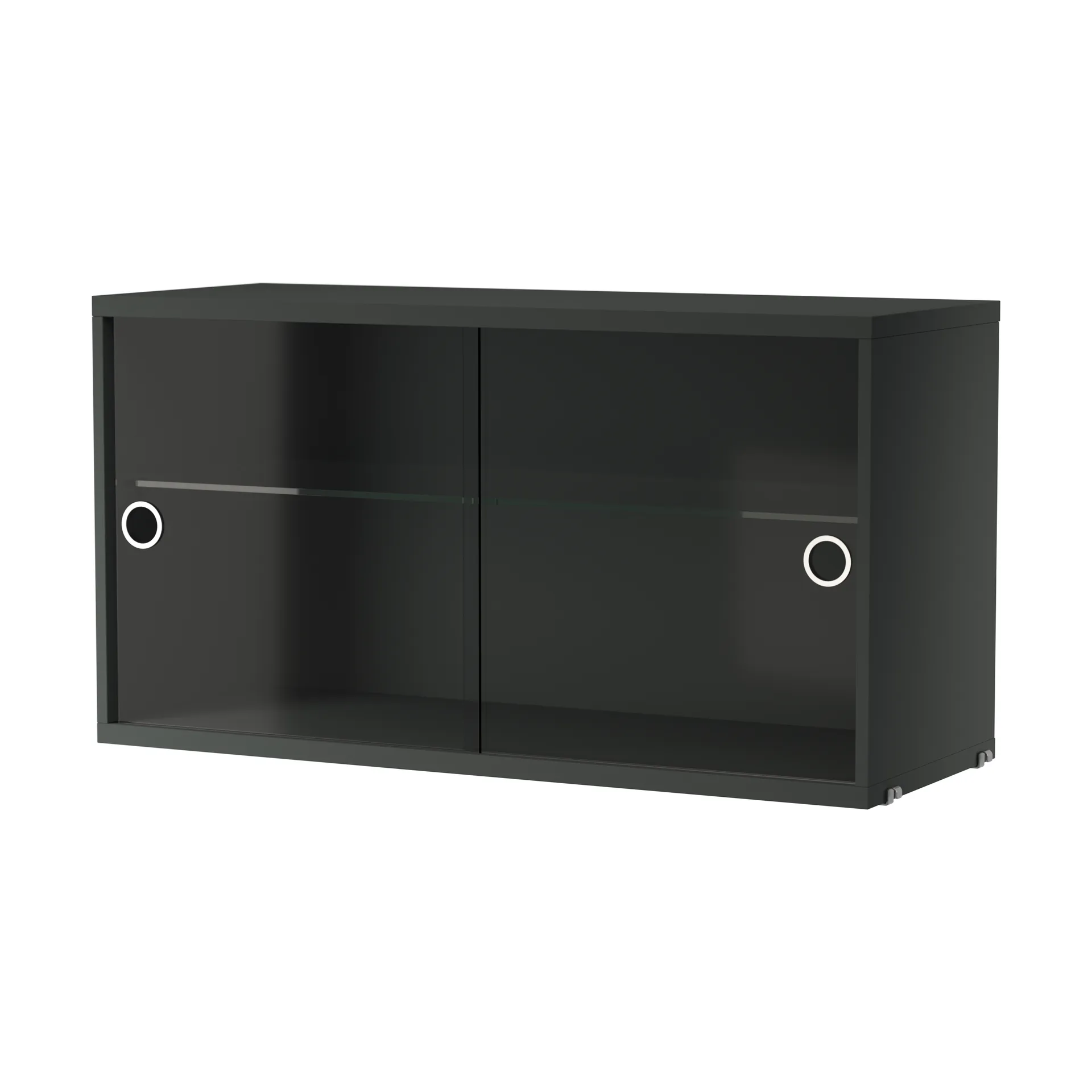Cabinet vitrina con puertas correderas de cristal String 78 cm, Gris oscuro String