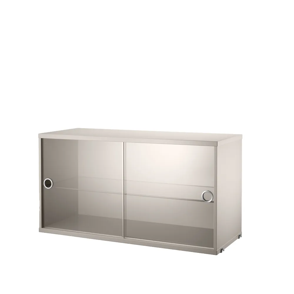Cabinet vitrina con puertas correderas de cristal String, Beige, 78x30 cm String