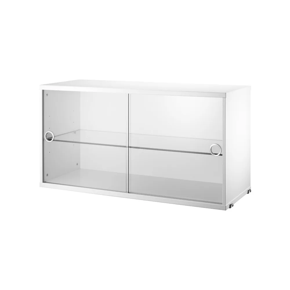 Cabinet vitrina con puertas correderas de cristal String, Blanco, 78x30 cm String
