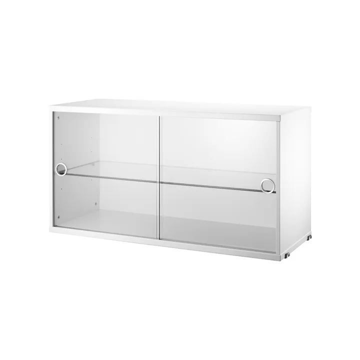 Cabinet vitrina con puertas correderas de cristal String - Blanco, 78x30 cm - String
