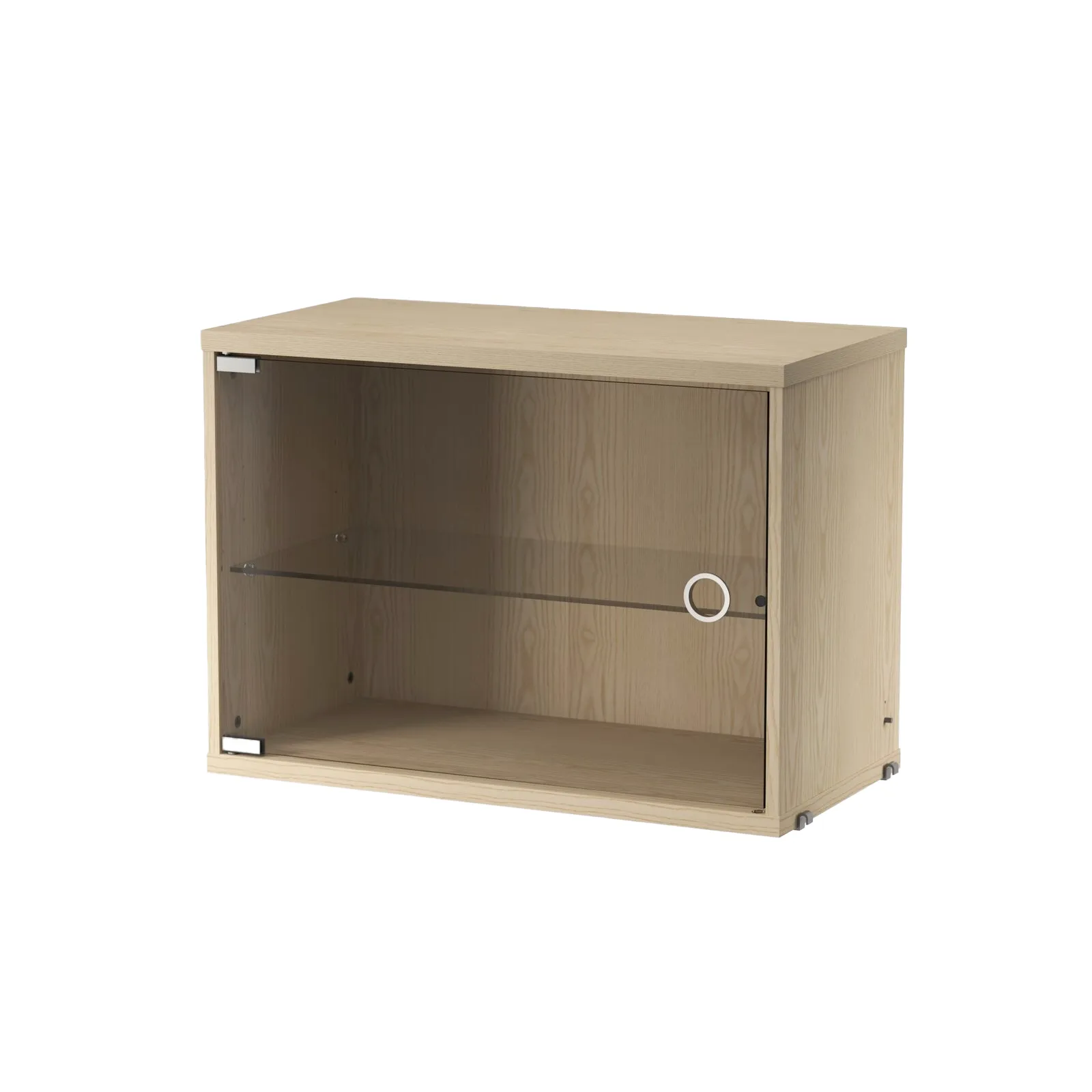 Cabinet vitrina con puertas correderas de cristal String, Fresno, 58x30 cm String