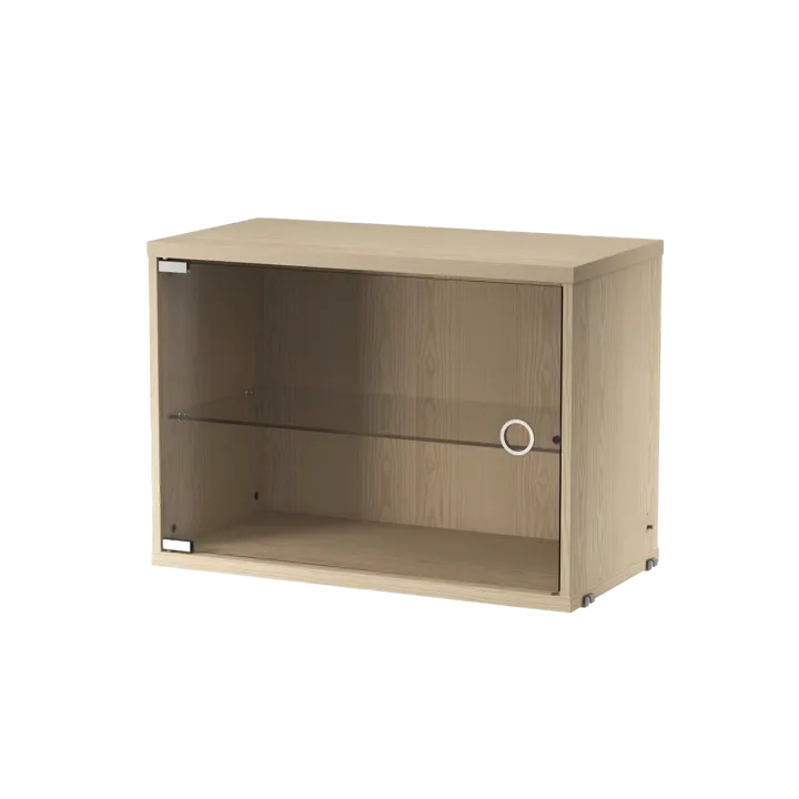Cabinet vitrina con puertas correderas de cristal String - Fresno, 58x30 cm - String