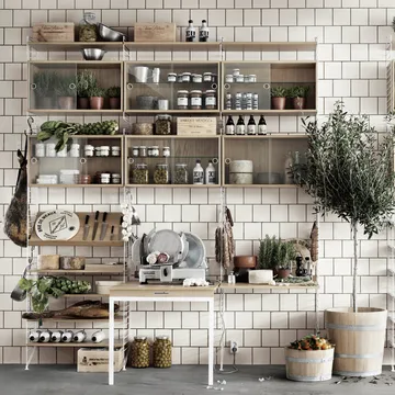 Cabinet vitrina con puertas correderas de cristal String - Fresno, 78x30 cm - String