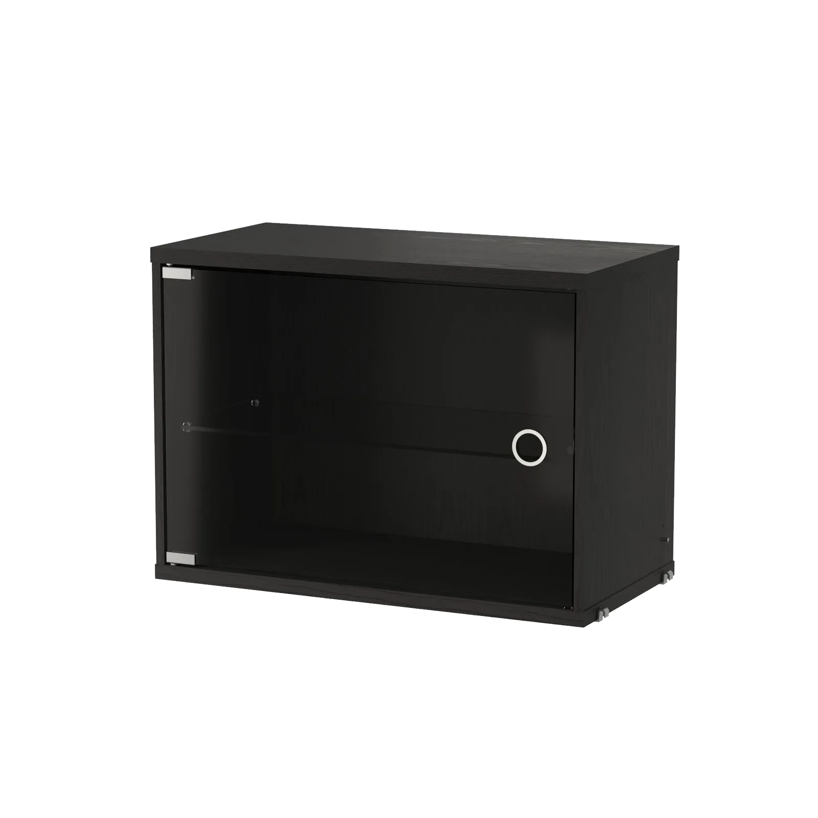 Cabinet vitrina con puertas correderas de cristal String, Fresno teñido de negro, 58x30 cm String