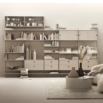 Cabinet vitrina con puertas correderas de cristal String - Fresno teñido de negro, 78x30 cm - String