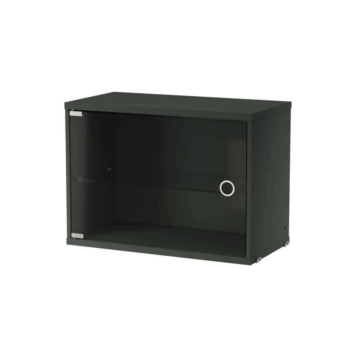 Cabinet vitrina con puertas correderas de cristal String, Gris oscuro, 58x30 cm String