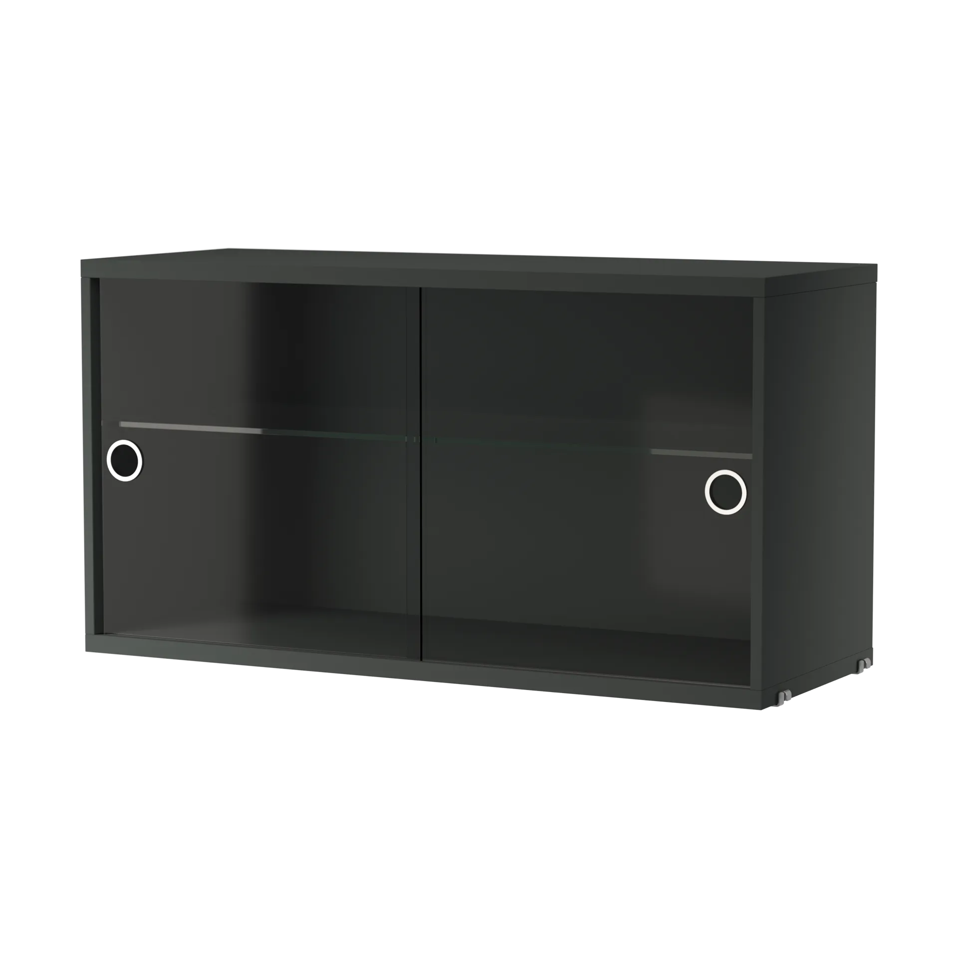 Cabinet vitrina con puertas correderas de cristal String, Gris oscuro String