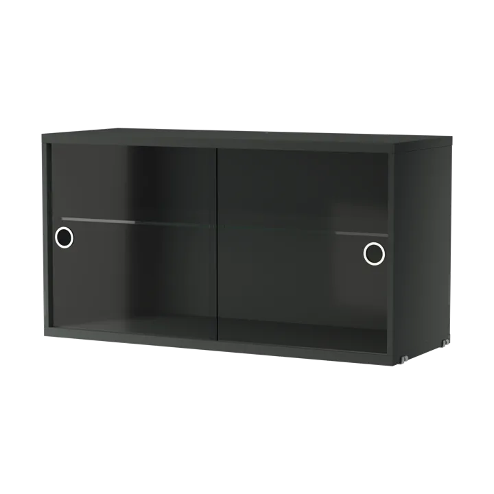 Cabinet vitrina con puertas correderas de cristal String - Gris oscuro - String