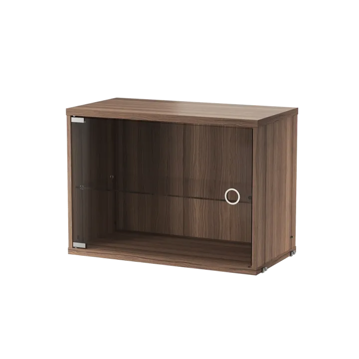 Cabinet vitrina con puertas correderas de cristal String - Nogal, 58x30 cm - String