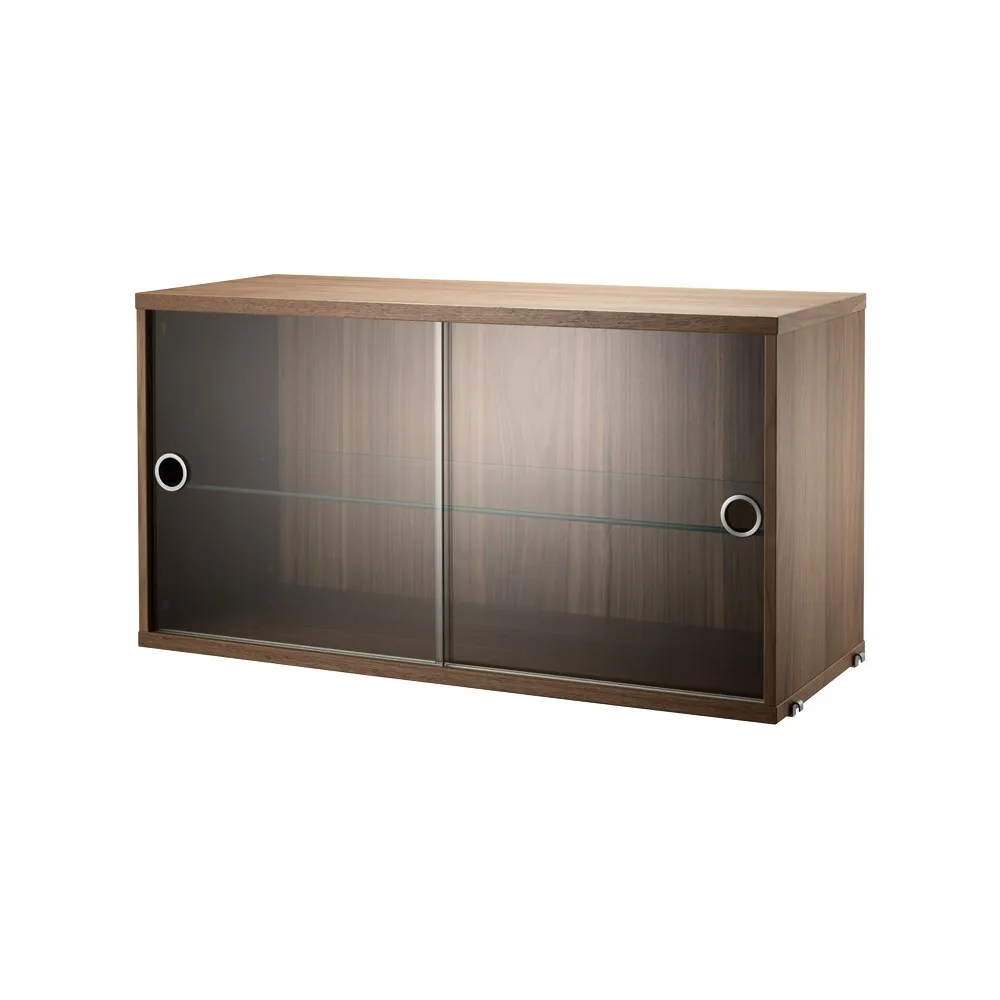Cabinet vitrina con puertas correderas de cristal String, Nogal, 78x30 cm String